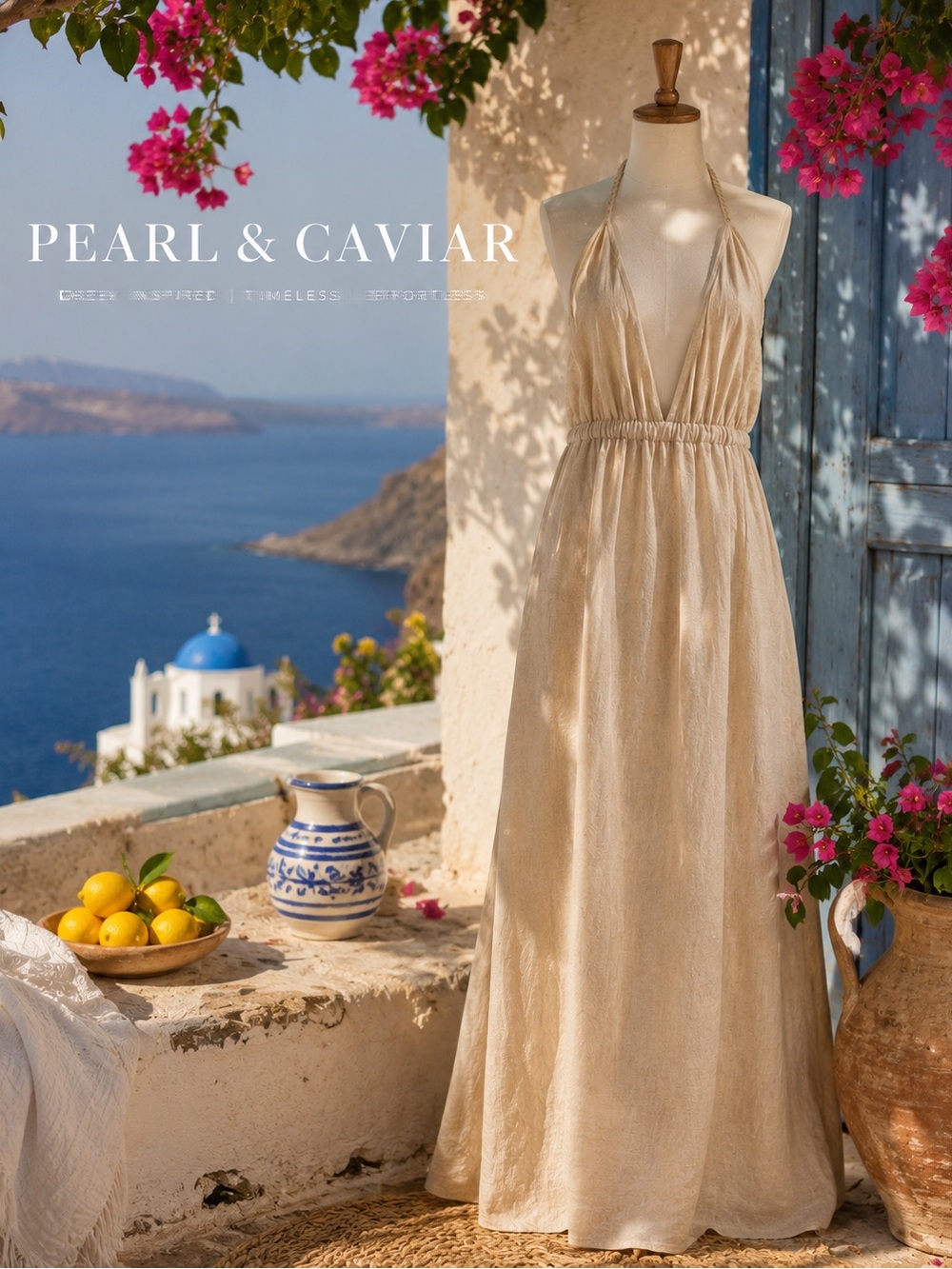 Women's Grecian Greek style inspired Halter Dress Linen/Cotton blend